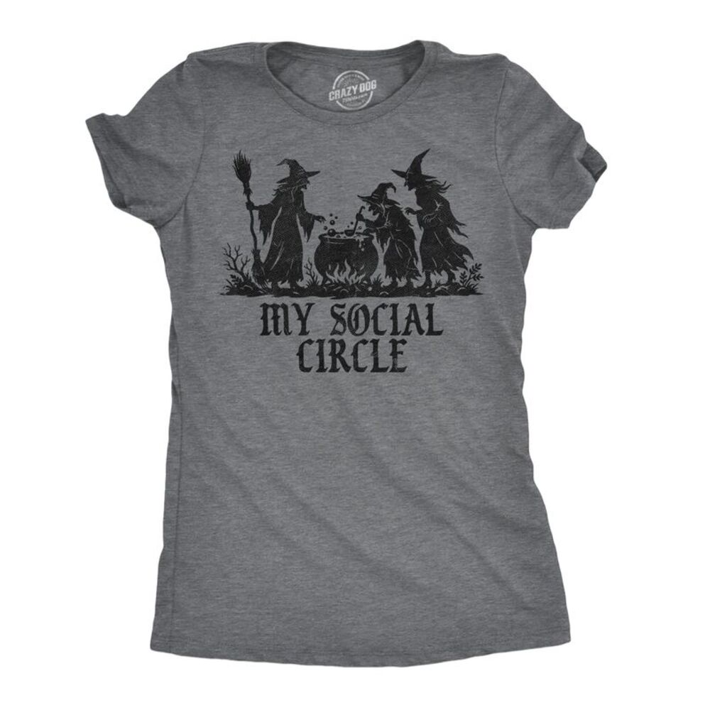 Womens Funny T Shirts My Social Circle Witch Tee For Ladies